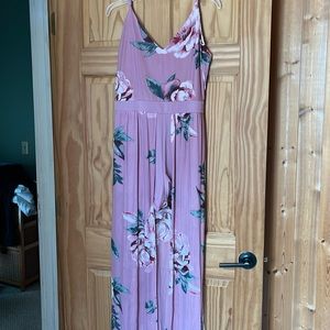 Dressy skirt maxi pink with flowers XL